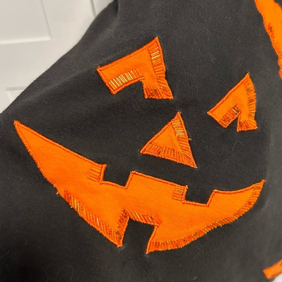 Vintage Halloween Shirt Jack-o-lantern pumpkin beaded bedazzle 3/4 sleeve small - Picture 2 of 7